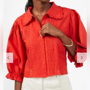 Meadows Dahlia Shirt-Bright Red